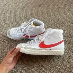 Nike White and Red High-Top Blazers
